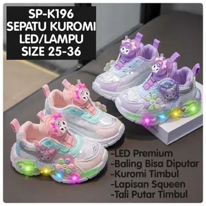 (LOLI-JKT) SP- K196 SEPATU LED KUROMI TIMBUL SQUEEN SAMPING BALING BALING TALI SERUT SIZE 25-36