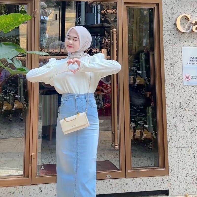 Dexalove Collection - Fira Ruffle Atasan Wanita Tangan Panjang Muslim Simple 2