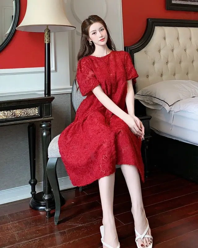 Váy Nữ Thiết Kế 3 Màu  Kèm Tag Cài Mã V152 Women Kem Dress 2