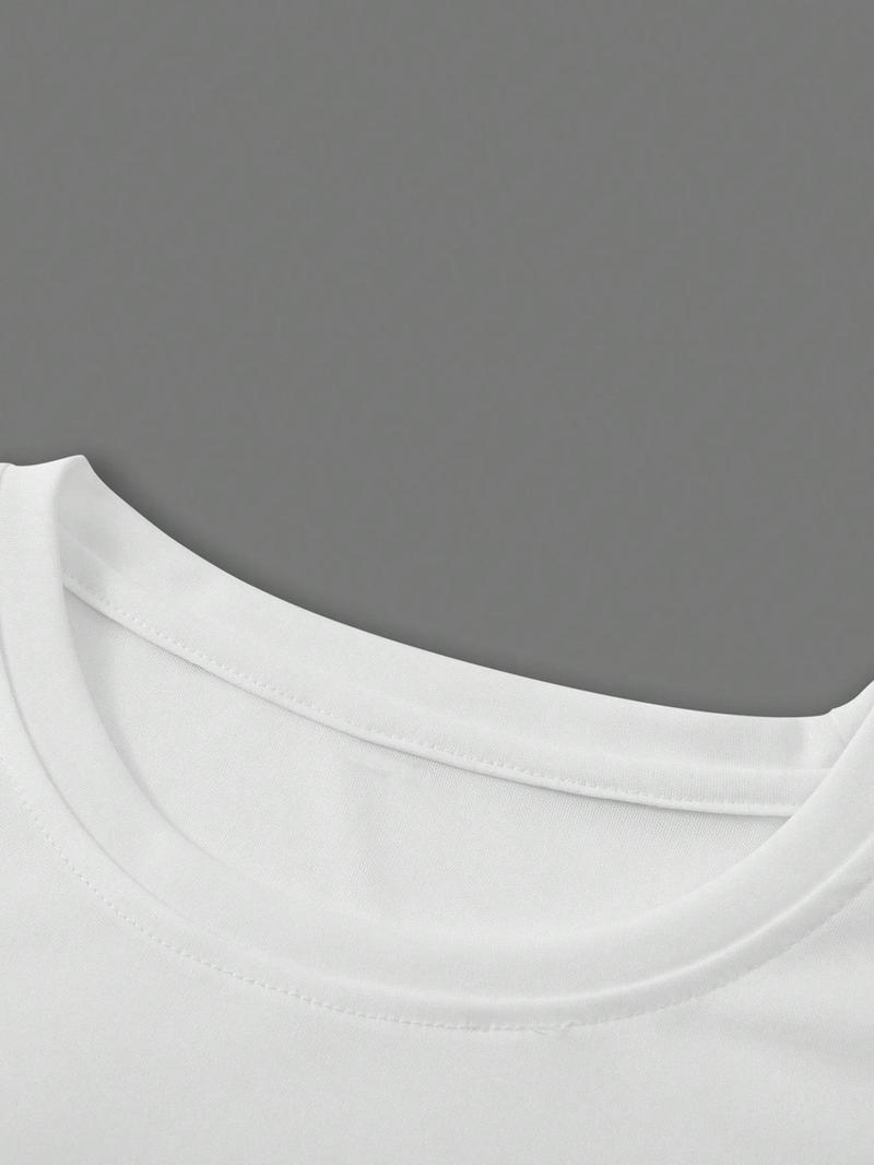 Product Introduction of 【Plus Size】 Men's Letter Print Tee, Regular Fit Casual Short Sleeve Round Neck T-shirt for Summer, Men's Plus Size Clothing for Daily Wear 8
