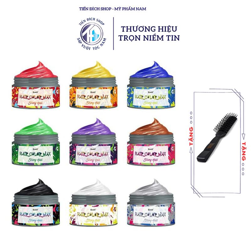 [CHÍNH HÃNG] Sáp vuốt đổi màu tóc nhuộm tạm thời BUNEE Color Hair Mud Styling Matte Hair Wax | 9 Màu HOT nhất + Tặng lược tạo kiểu tóc Chaoba Nhuộm Tóc