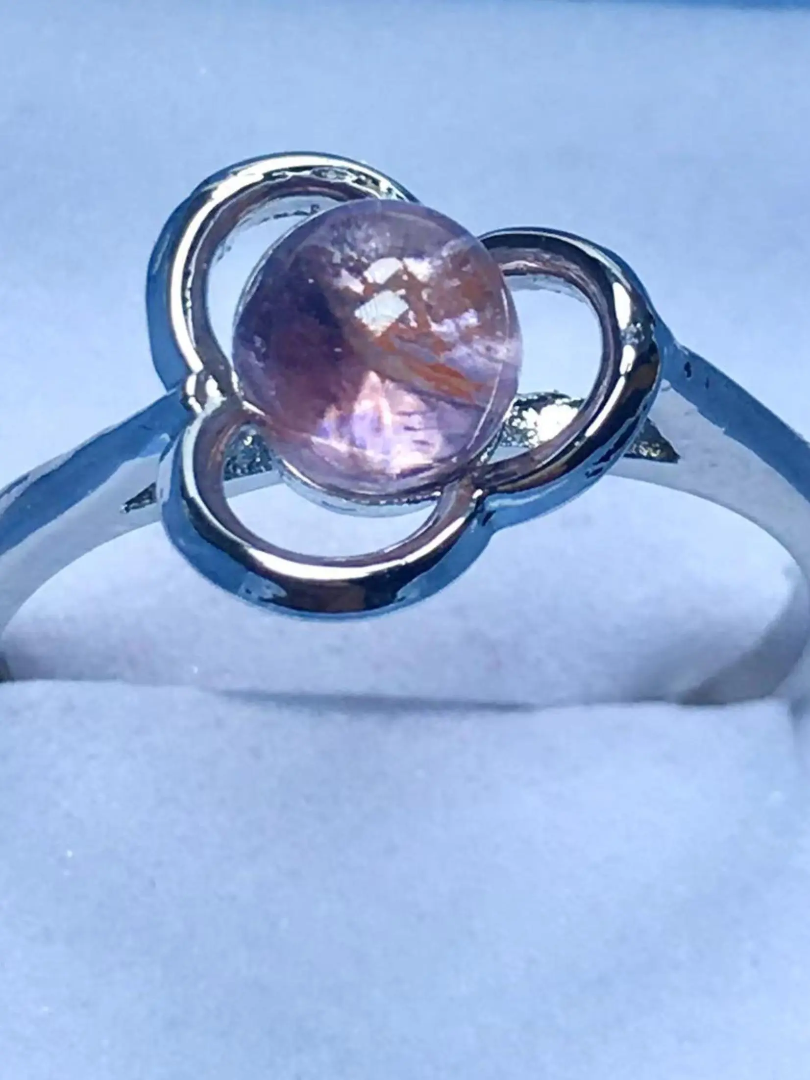 S925 Sterling Silver Natural Crystal Ring, Fashion Accessories for Women & Girls, Trendy All-match & Exquisite Jewelry for Birthday Gift