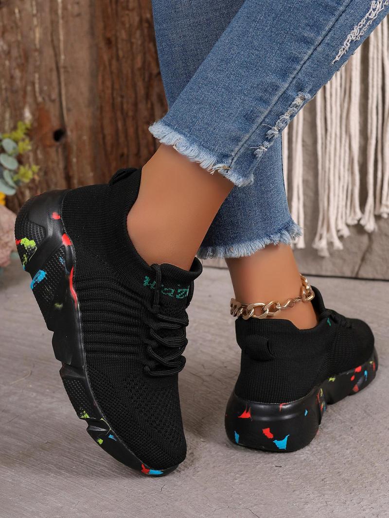 Product Introduction of Women's Fashionable Lace Up Low Top Sneakers, Casual Breathable Comfortable Sports Running Shoes, All-match Basic Shoes for Daily Wear 6