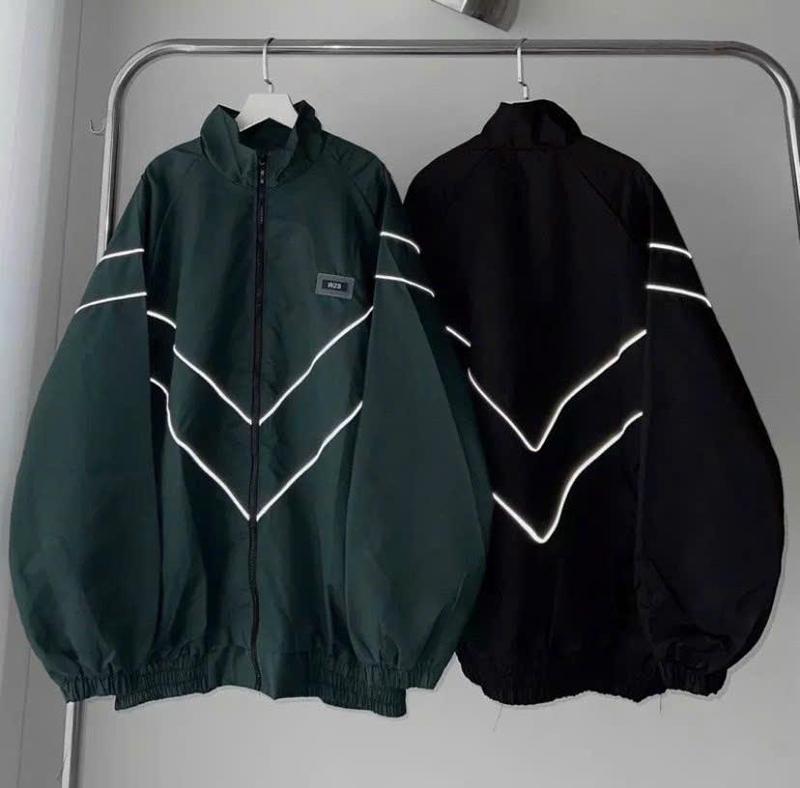 Product Introduction of Áo Khoác Dù 2 Lớp Sọc Dạ Quang Thêu WZS Tay Dài Nam Nữ Chống Nắng Thu Đông - Áo Khoác Gió Bomber Zip Jacket Top Đen Menswear 8
