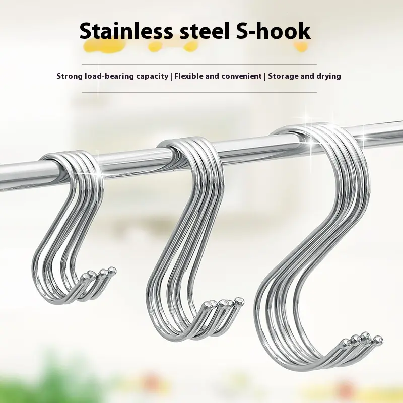 Multi-purpose stainless steel S-shaped hook wall-mounted bathroom kitchen S-shaped hook cabinet door back door S hook s hook small hook