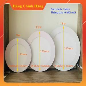 Đèn led âm trần siêu mỏng 6w - 9w - 12w - 18w . Ánh sáng trắng - vàng - Bảo Hành 12 Tháng