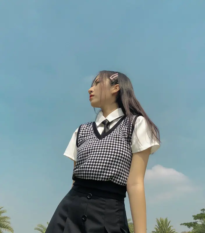 (GL02) DALLA Áo gile ba lỗ croptop màu trắng - đen - đỏ 5