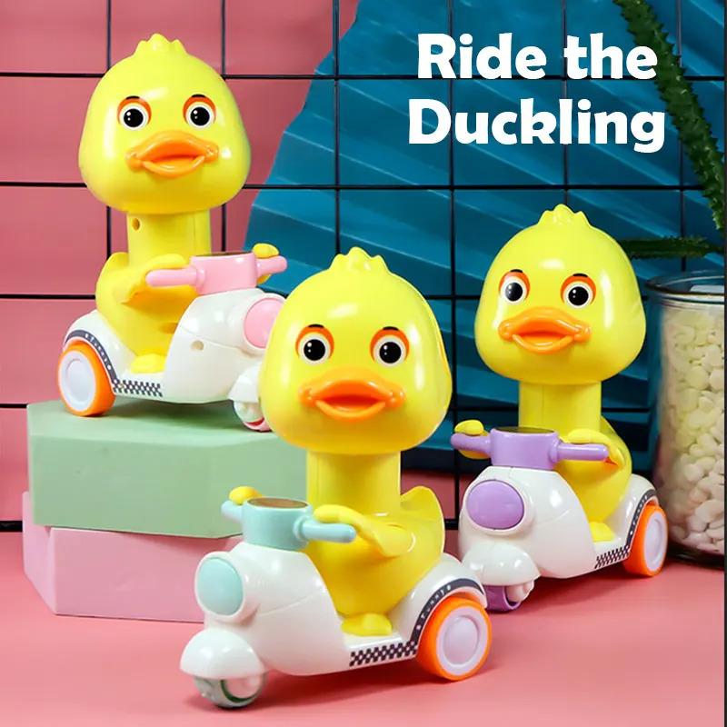 Product Introduction of Manual Pressing Head Free Rotation Cute Duck Press Car Motorcycle Anti-collision And Anti Drop Baby Toys Mini Car For Kids enabot  robot 2