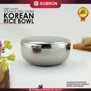 SUBRON Korean Rice Bowl Mangkok Stainless Steel Mangkuk Alat Makan Korea