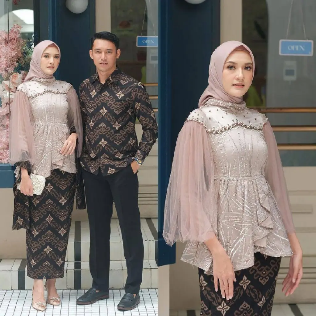 Couple Kebaya Kemeja Batik Friska Outfit Engagement Wisuda Kondangan Premium Modern