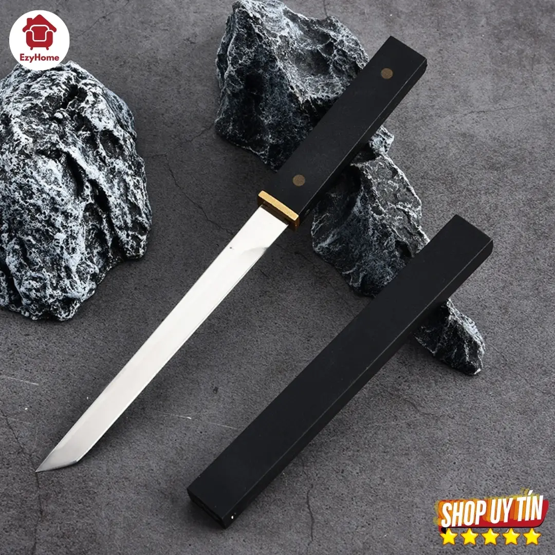 Dao Gọt Hoa Quả Tanto Mini Nhật Bản 20cm MÀU ĐEN - Siêu Bén, Thép Không Gỉ, Nhỏ Gọn, Dễ Sử Dụng
