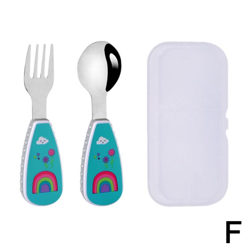 Product Introduction of 1 Set Cute Tableware Food Training Spoon Dessert Spoon For Children Feeding Spoon Fork Baby U0F6 41