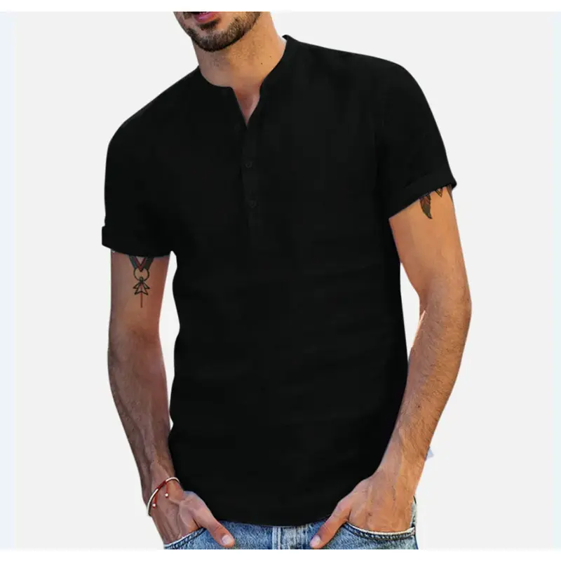 Kemeja Pria Lengan Pendek Bahan Linen Premium Casual 2