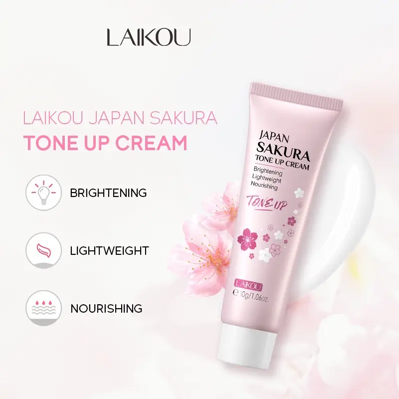 LAIKOU Japan Sakura Tone Up Cream Brightening Lightweight Nourishing Conceal Blemishes Face Cream 30g Flower Moisturizer Hydrating Moisture Skin Repair Hydrate Comfort Hydrate Skincare