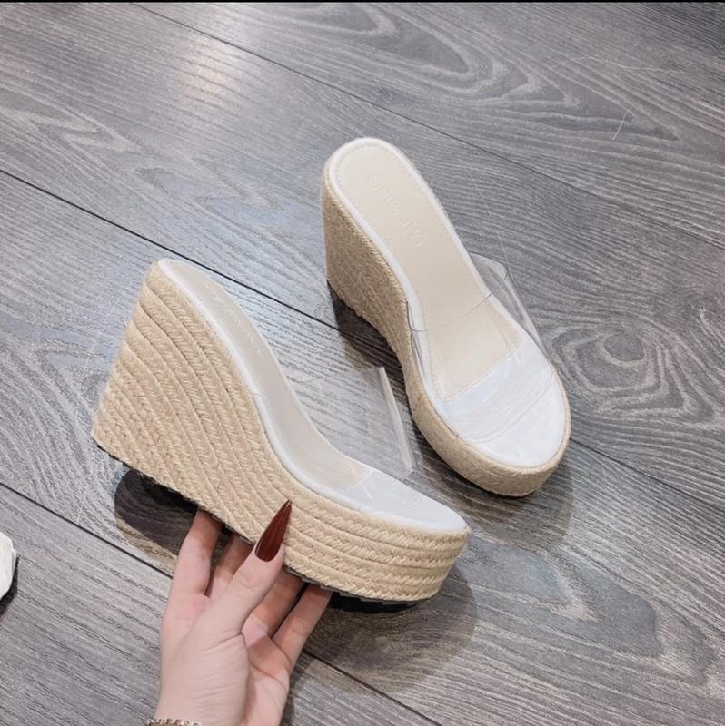Dép Xuồng đế cói lót trắng quai ngang trong đế cao DéP Shoes giày 3