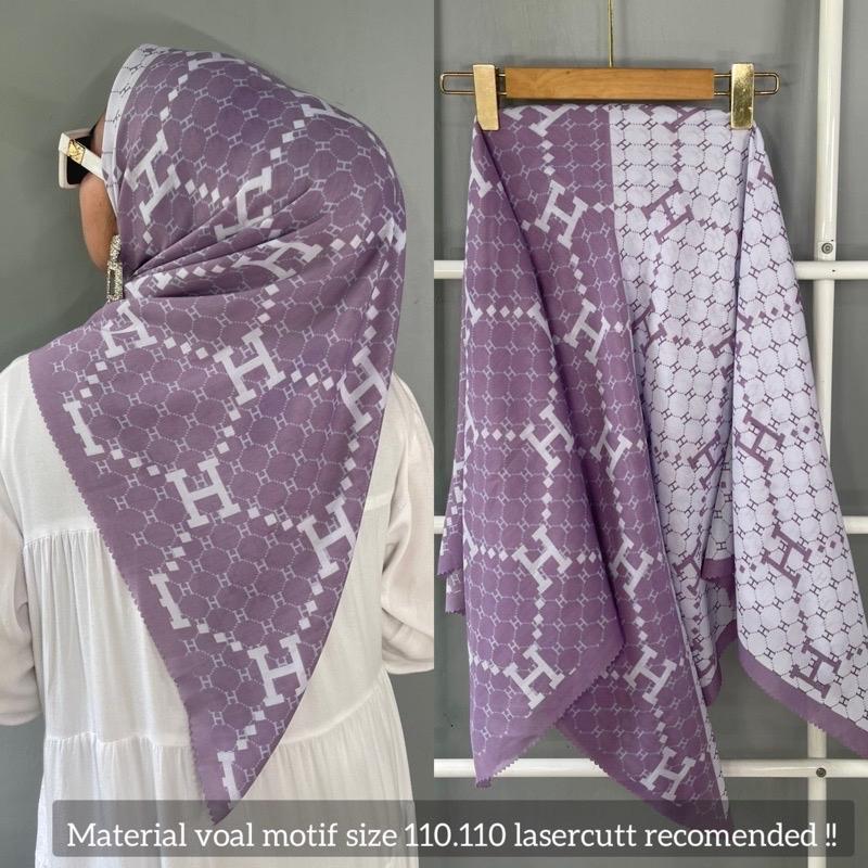 Hijab Segiempat Voal Motif Premium H Bolak Balik 2in1 1