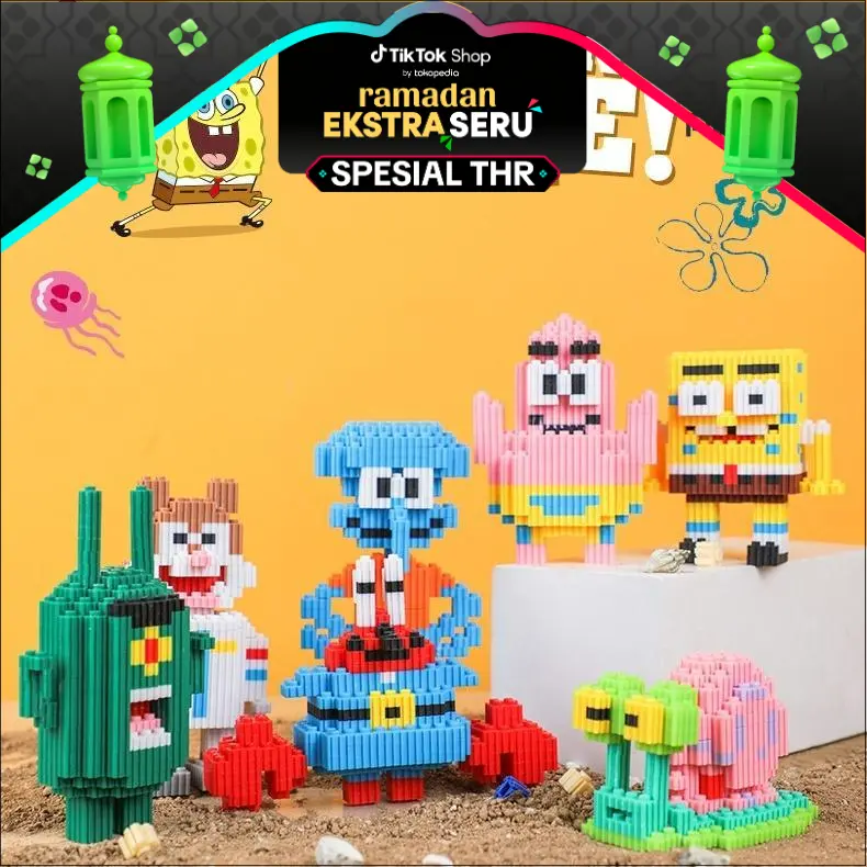 Original Nano Blocks Bricks SPONGEBOB & Friends 3D, Mainan Blok Susun, brick spongebob, Dekorasi Hiasan Karakter Animasi, hadiah Kado Anak 0