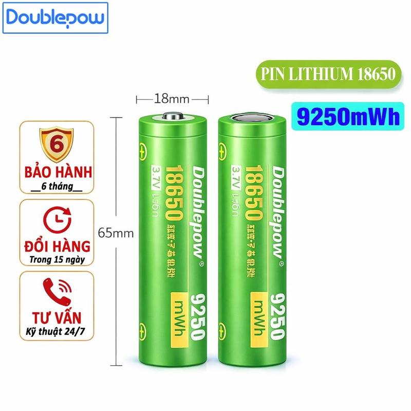 Pin sạc 18650 3,7V - 9250 7400mWh chính hãng Doublepow công suất cao - Dung…