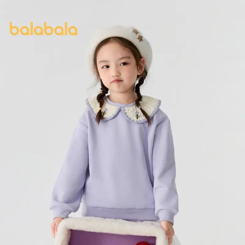 Áo Nỉ Dài Tay Ấm Áp, Cho Bé Gái, Phong Cách Ngọt Ngào Và Thanh Lịch, Thích Hợp Cho Mùa Thu Và Mùa Đông, Balabala, Áo Trẻ Em 0