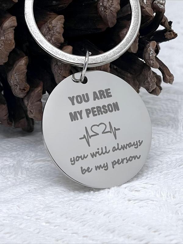 Stainless Steel Keychain, You Are My Person Letter Engraved Keychain for Couples, Romantic Engraved Keychain Gift Set for Boyfriend Girlfriend, Valentine's Day, Gift 0