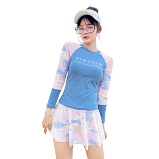 Đồ bơi nữ kín đáo dài tay, Bikini nữ giả váy có đệm ngực và quần lót trong vải mềm mại dáng Sport vải Thun 4