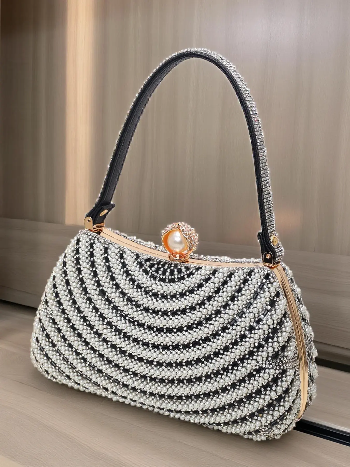 Women's Elegant Rhinestone Decorated Evening Bag, Exquisite Trendy Handbag, Fashionable Bag for Party Decoration