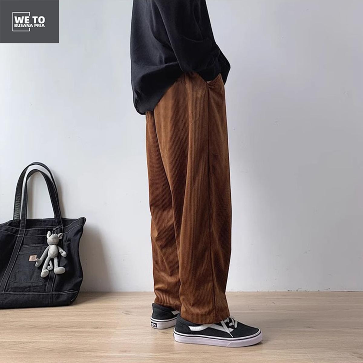 Celana corduroy pria celana gombrang pria oversize celana korduroy pria celana kasual Warna Moca unisex M-3XL Panjang Dewasa Cowok Celana corduroy pria celana gombrang pria oversize celana korduroy pria celana kasual Warna Moca unisex M-3XL Panjang Dewasa Cowok