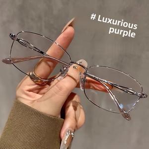 Small Round Metal Blue Light Glasses for Women – Lightweight Gold Frame, Elegant Look, Slim Face Effect, Korean Style