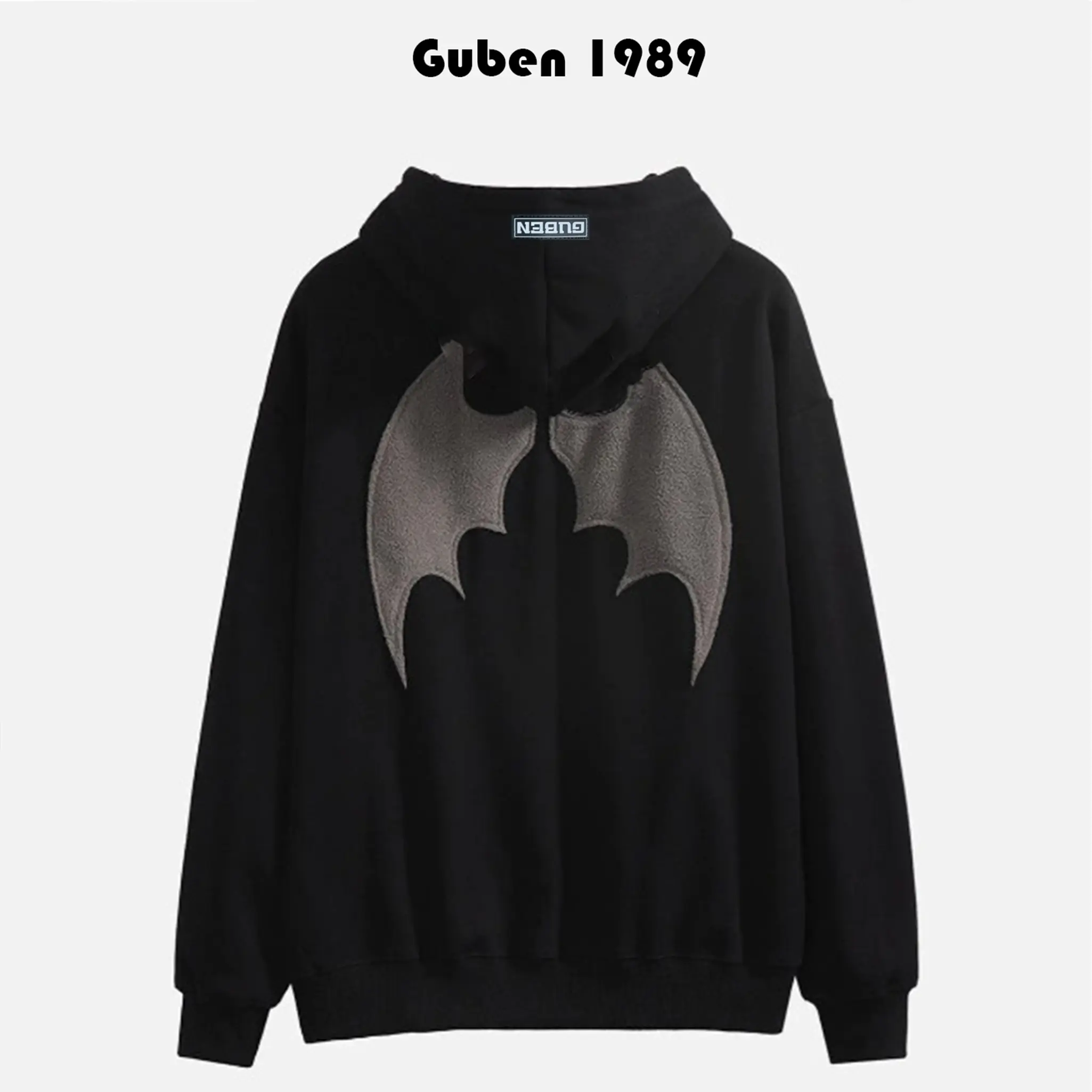 GUBEN 1989  hoodie nỉ bông Dài Tay Thêu cánh   - Hàng Unisex nam nữ Áo Menswear
