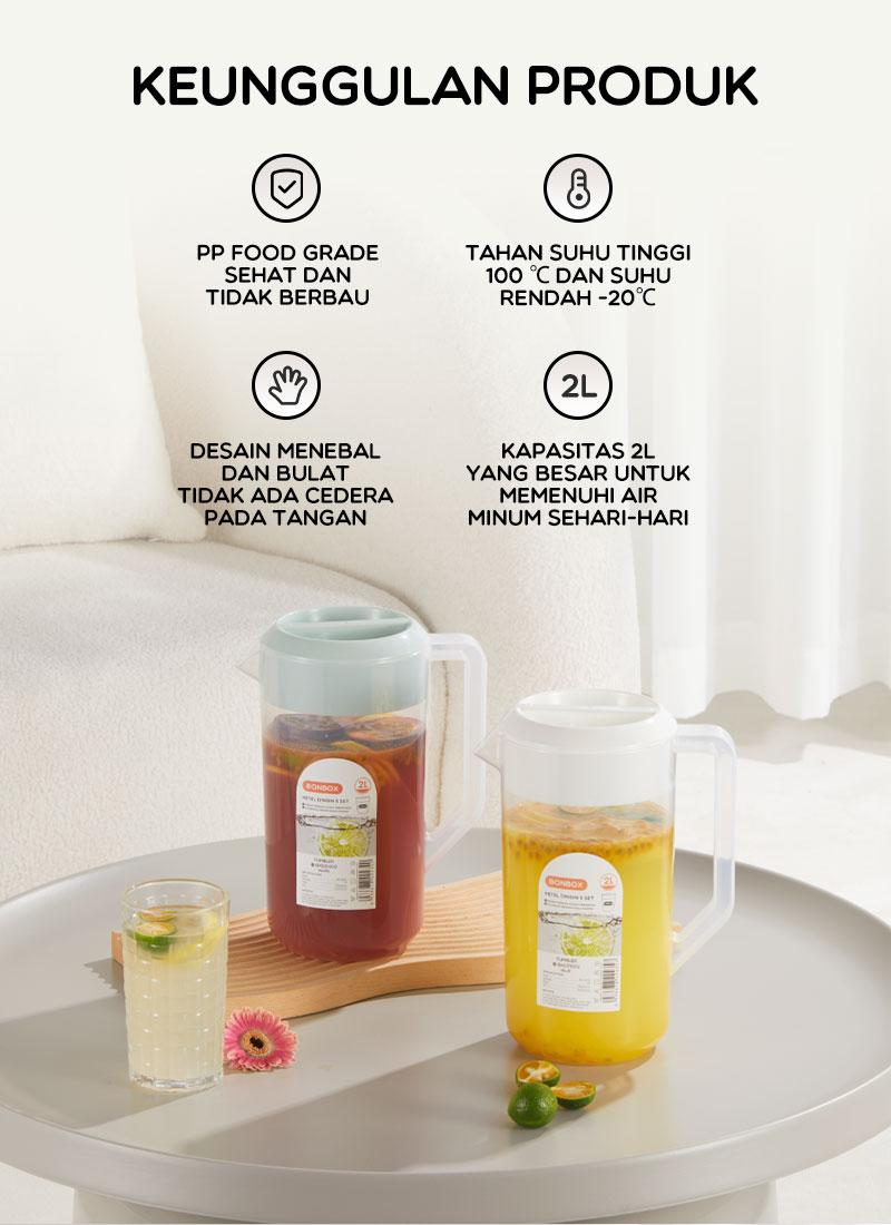 Product Introduction of BONBOX BKL31002 Teko Plastik Tahan Dingin Dan Panas Water Jug BFA Free Food Grade Kettle Plastik 2 Liter - Include Gelas 4 Pcs Original 29