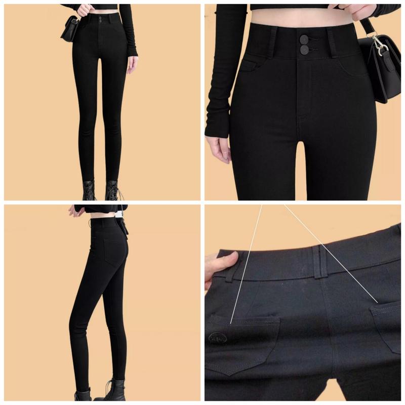 Quần legging cạp cao nữ dài nâng hông có túi cúc khóa kéo Quần legging đen nữ dài co giãn gen bụng vải dày Umi ôm Loang Pants Women
