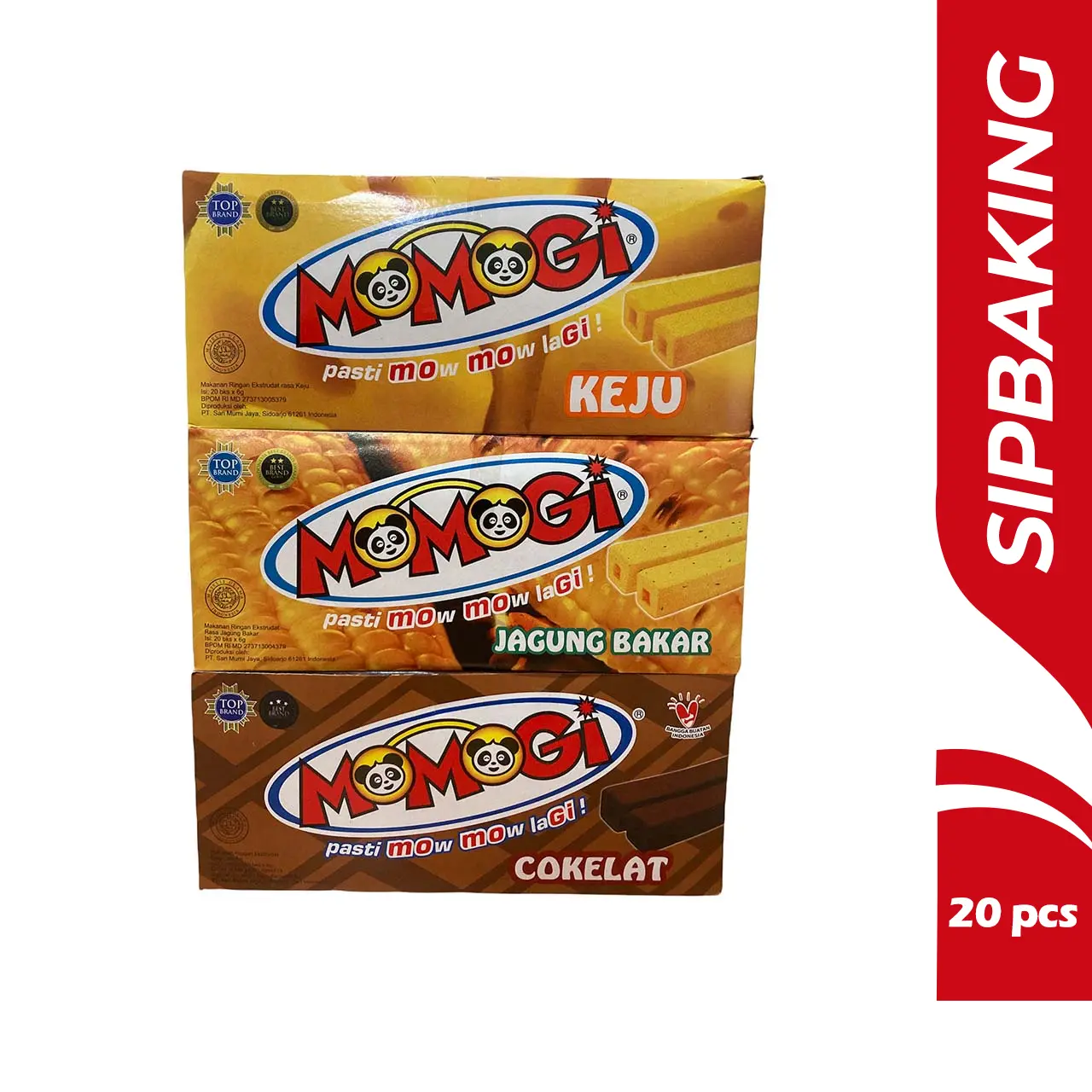 Momogi Stick Snack Biskuit rasa keju jagung bakar coklat isi 20