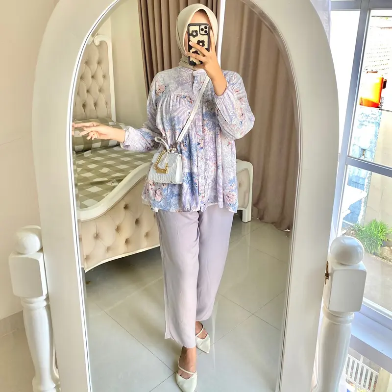 Tamara Oneset Setelan Wanita Rayon Motif Bunga Lengan panjang 8