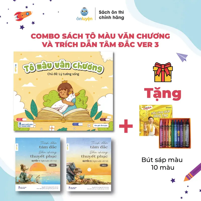 Combo Sách Sách Tô màu Văn chương và Sổ tay Trích dẫn tâm đắc, dẫn chứng thuyết phục - Nhà sách Ôn luyện 1