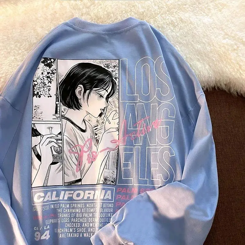Anime Adventure Palm Spring Sweater Wanita Pria Switer Crewneck Unisex Bahan Fleece