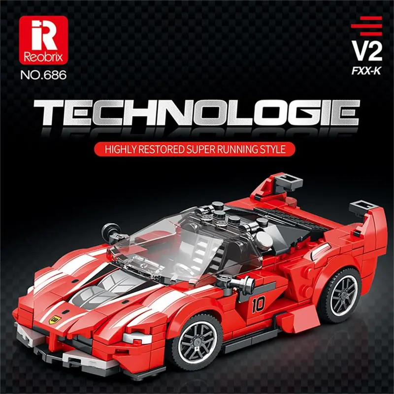 Red Dragon Balance Supercar Model Building Blocks, 360pcs/set DIY Assembly Building Blocks Toy, Creative Model Blocks Building Toy for Kids 0