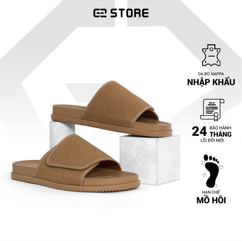 Dép quai dán G2 Nova kiểu dép quai ngang nam, Dép da nam dáng sandal thời trang kiểu dép lê chính hãng G2 STORE Cao Su Đế Bằng