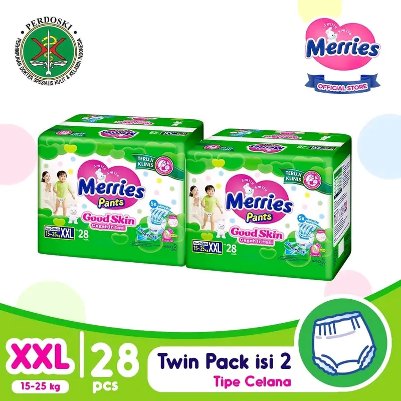 (2BALL) MERRIES PANTS GOOD SKIN M50 L44 XL38 XXL28 Diapers Bayi 5