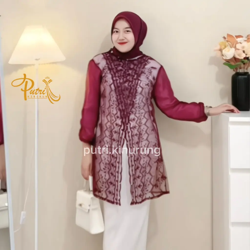 Fiona Outer Brokat Silang Full Payet Bordir Baju Hari Raya Kondangan Kekinian Wisuda Bridesmaids