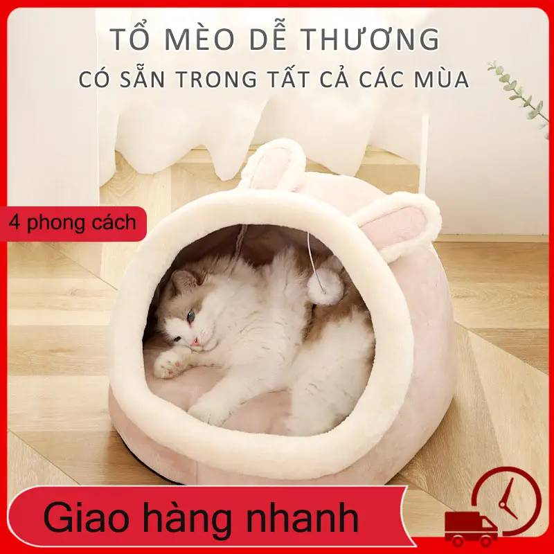 Ổ nằm ấm áp đáng yêu dành cho cún cưng và mèo cưng /Giá giường ngủ giữ Ấm bốn mùa có thể giặt sạch dành cho mèo ổ ngủ cho mèo giường mèo ổ đệm cho mèo Thích hợp cho mọi mùa ổ đệm ngủ cho mèo ổ nằm cho chó giường ngủ cho mèo