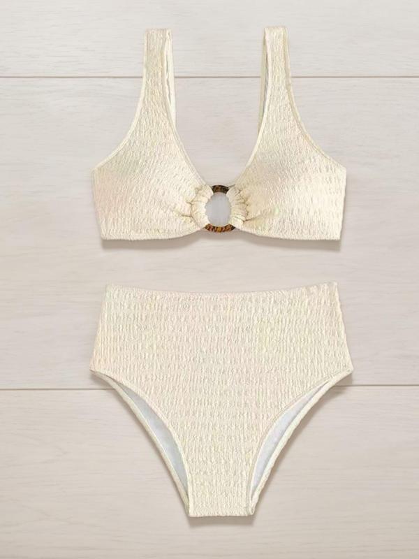 Women's Solid Color Bikini Set, Casual Fashion Chic Swimsuit Set for Beach Holiday Vacation, Ladies Swimwear for All Seasons 4