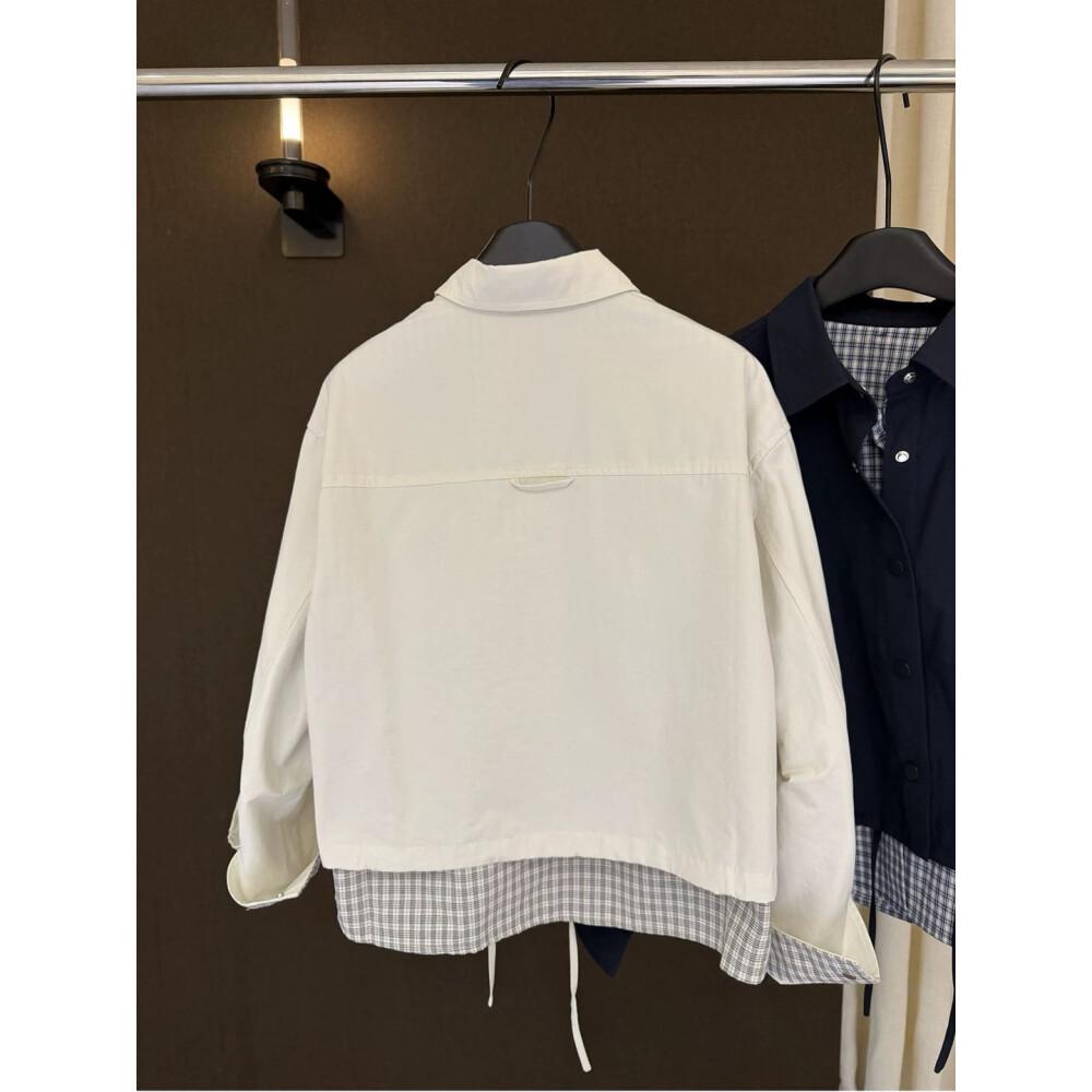 CHICMORE kemeja wanita lengan panjang model terbaru dengan kerah polo motif kombinasi kekinian