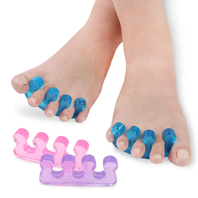 Pemisah jari kaki silikon lembut, Pengatur jarak jari fleksibel, alat manikur dan pedikur, 2 keping