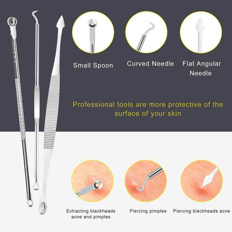 Blackhead Extractor Tool Set, 10pcs/set Blackhead Cleansing Tool with Storage Case, Manual Skin Care Tool for Forehead, Face and Nose 3