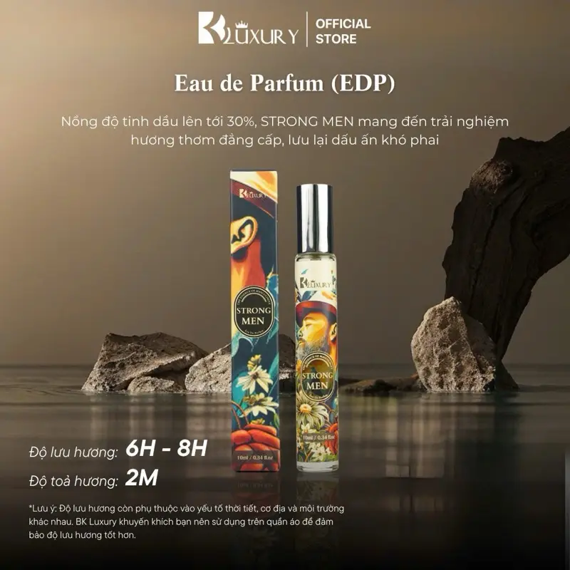 Nước Hoa Nam BK Luxury STRONG MEN 10ml - Hương thơm dành riêng cho người đàn ông tự tin và đầy nam tính. 0