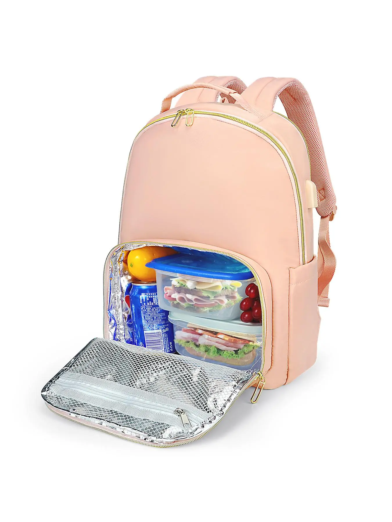 Casual Large Capacity Backpack With USB Charging Interface,  Multi-function Laptop Bag, Solid Color Backpack For Men & Women