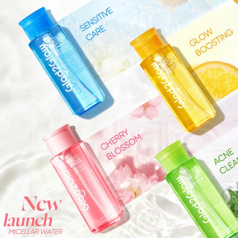 GLAD2GLOW Micellar Water Series | Makeup Remover | Pembersih Wajah | Cherry Blossom | Yuja Vit C | Mugwort Acne | Tremella Panthenol 2