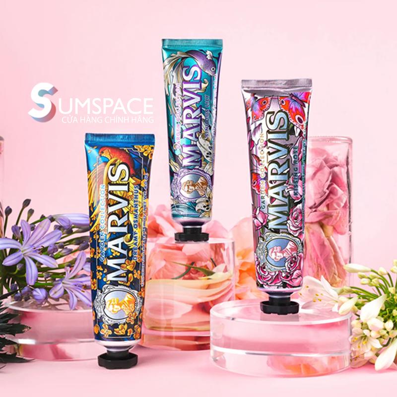 SUM SPACE Kem Đánh Răng Marvis Trắng Răng - 75ml 85ml & Nước Súc Miệng - 400ml