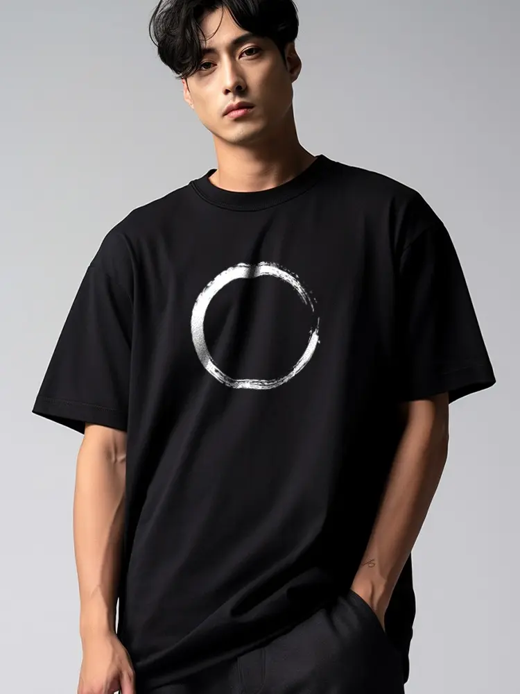Kaos Oversize Scuba Tebal Third Day Simple Abstrak Enzo Circle MTN66 Hitam MTN67 Putih Baju Kain Sablon Nyaman Printing Digital Pria Keren Dewasa Distro Pendek