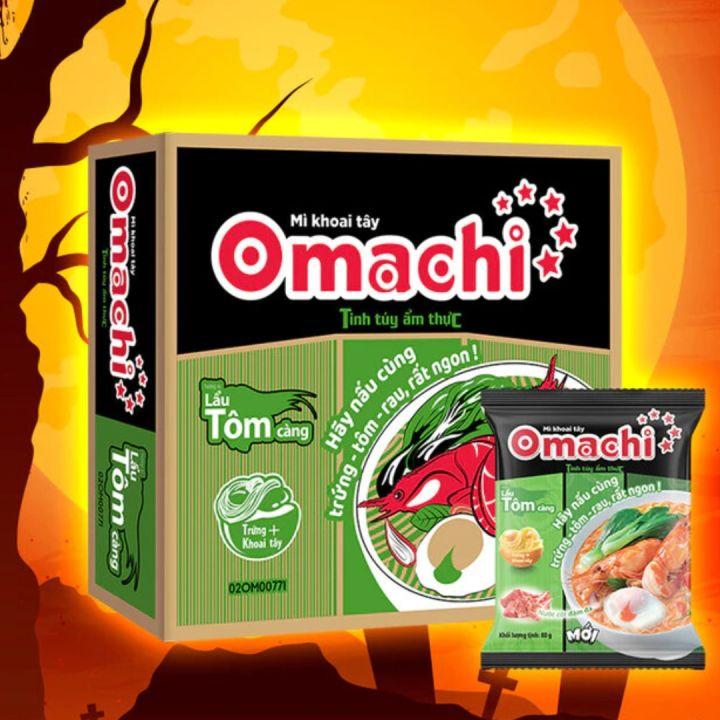 Mì Omachi Tôm Càng Xanh Thái Gói 80Gr - Thùng 30 Gói x 80g - Vị Chua Miến
